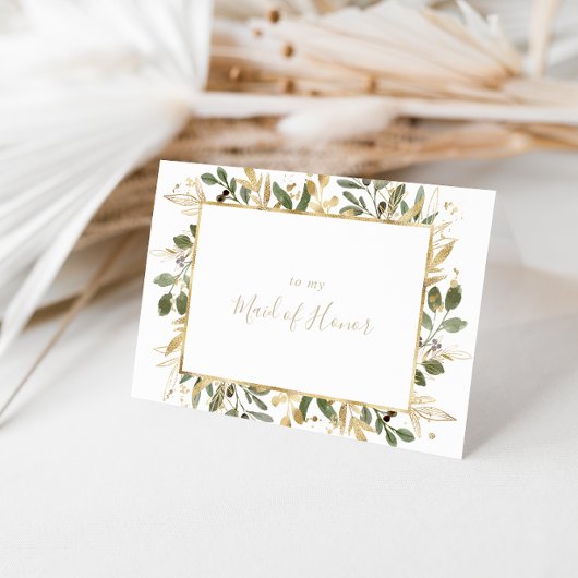 Geometric Gold Green Brautparty Vielen Dank Dankeskarte