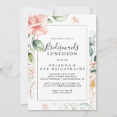 Geometric Gold Green Bridesmaids Luncheon Dusche Einladung (Vorderseite)