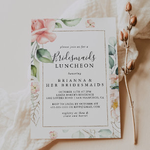 Geometric Gold Green Bridesmaids Luncheon Dusche Einladung