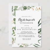 Geometric Gold Green Bridesmaids Luncheon Dusche Einladung (Vorderseite)
