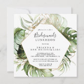 Geometric Gold Green Bridesmaids Luncheon Shower Einladung (Vorderseite)
