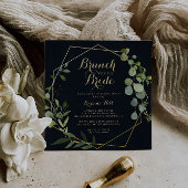 Geometric Gold Green Brunch mit Brautdusche Einladung