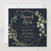 Geometric Gold Green Brunch mit Brautdusche Einladung (Vorderseite)