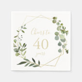 Geometric Gold Green Cheers to 40 Years Birthday Serviette (Vorderseite)
