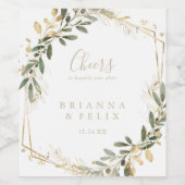 Geometric Gold Green Cheers Wedding Wine Labels Weinetikett (Einzelnes Label)