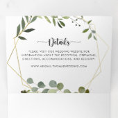 Geometric Gold Green Eucalyptus Wedding Dreifach Gefaltete Einladung (Innen Erste Seite)