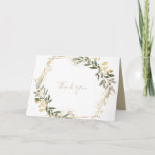 Geometric Gold Green Folded Wedding Dankeschön Kar Dankeskarte (Vorderseite)