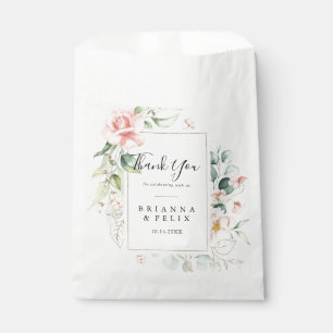 Geometric Gold Green Foliage Danke Hochzeit Geschenktütchen