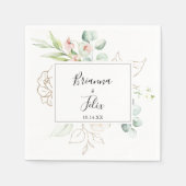 Geometric Gold Green Foliage Floral Wedding Napkin Serviette (Vorderseite)