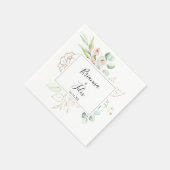 Geometric Gold Green Foliage Floral Wedding Napkin Serviette (Ecke)