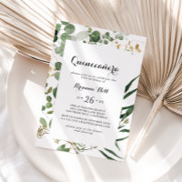 Geometric Gold Green Foliage Quinceñera
