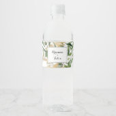 Geometric Gold Green Foliage Wedding Wasserflaschenetikett (Vorderseite)
