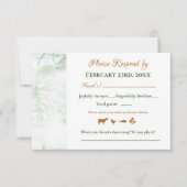Geometric Gold Green Monstera Blätter Wedding RSVP (Vorderseite)