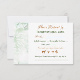 Geometric Gold Green Monstera Blätter Wedding RSVP