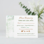 Geometric Gold Green Monstera Blätter Wedding RSVP Karte (Stehend Vorderseite)