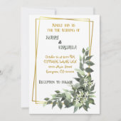 Geometric Gold-Green Tropical Wedding Einladung (Vorderseite)