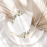 Geometric Gold Greenerity Fall Engagement Party Einladung<br><div class="desc">Diese geometrische goldgrüne Herbstveranstaltung lädt zu einem modernen Event ein. Das Design zeichnet sich durch einen goldfarbenen geometrischen Rahmen mit eleganten grünen Blätter aus.</div>