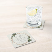 Geometric Gold Greenery Boho Wedding Save the Date Rechteckiger Pappuntersetzer (Vor Ort)