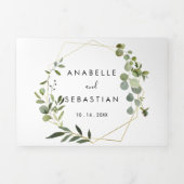 Geometric Gold Greenery Eucalyptus Wedding Dreifach Gefaltete Einladung (Cover)