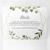 Geometric Gold Greenery Eucalyptus Wedding Dreifach Gefaltete Einladung (Innen Erste Seite)