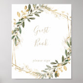 Geometric Gold Greenery Fall Guest Book Sign Poster (Vorne)