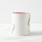 Geometric Gold Greenery Fall Mrs. Newlywed Bride Zweifarbige Tasse (Mittel)