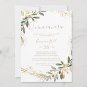 Geometric Gold Greenery Fall Quinceañera Einladung (Vorderseite)