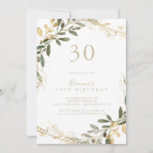 Geometric Gold Greenery Herbst 30. Geburtstag Part Einladung (Vorderseite)