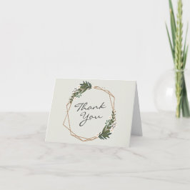 Geometric Gold Greenery Modern Boho Wedding Dankeskarte