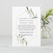 Geometric Gold Greenery Wedding Reduced Guest List Ankündigung (Stehend Vorderseite)