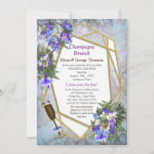 Geometric Gold & Jacaranda Blume Doppeldusche Einladung (Vorderseite)