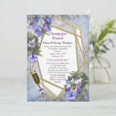 Geometric Gold & Jacaranda Blume Doppeldusche Einladung (Stehend Vorderseite)