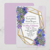 Geometric Gold & Lavender Blume Hochzeit Einladung (Vorne/Hinten)