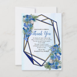 Geometric Gold Navy & Blue Blume Dankeschön Card RSVP Karte