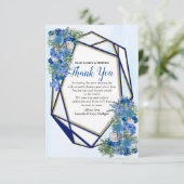 Geometric Gold Navy & Blue Blume Vielen Dank RSVP Karte (Stehend Vorderseite)