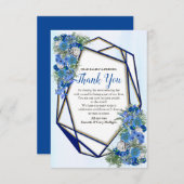 Geometric Gold Navy & Blue Blume Vielen Dank RSVP Karte (Vorne/Hinten)