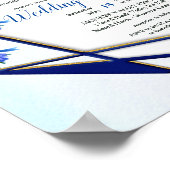 Geometric Gold Navy & Blue Blume Wedding Poster (Ecke)