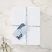 Geometric - Gold Navy Blue Flowers - Geschenkmarke Geschenkanhänger (Mit Garn)