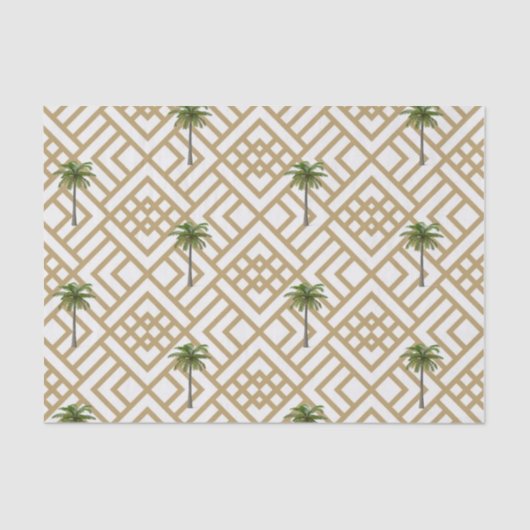 Geometric Gold Palm Tree Seidenpapier (Vorderseite)
