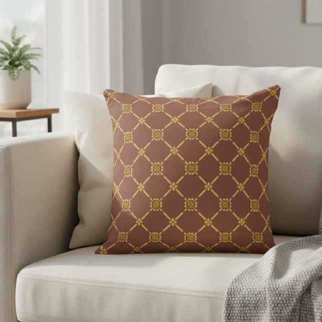 Geometric Gold Trellis Pattern Decorative Pillow  Kissen (Von Creator hochgeladen)