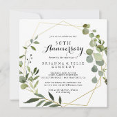 Geometric Gold Tropical 50 Jahre Hochzeit Einladung (Vorderseite)
