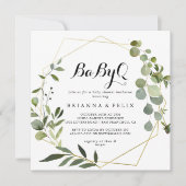 Geometric Gold Tropical BabyQ Baby Shower Barbecue Einladung (Vorderseite)