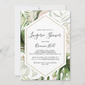 Geometric Gold Tropical Bridal Lingerie Dusche Einladung (Vorderseite)