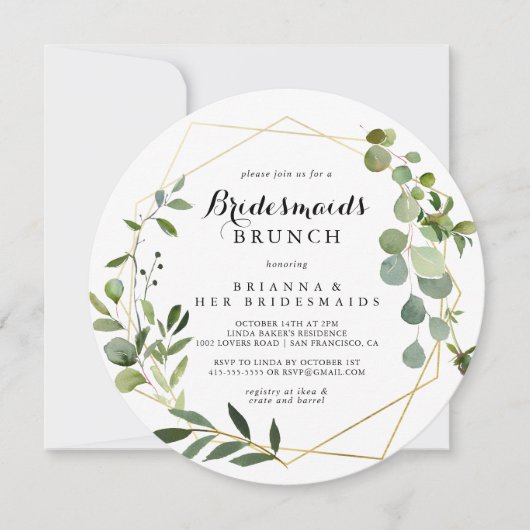 Geometric Gold Tropical Bridesmaids Brunch Shower Einladung (Vorderseite)