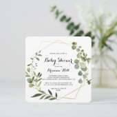 Geometric Gold Tropical Calligraphy Baby Shower Einladung (Stehend Vorderseite)