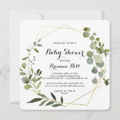 Geometric Gold Tropical Calligraphy Baby Shower Einladung (Vorderseite)