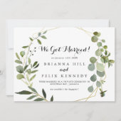 Geometric Gold Tropical Calligraphy Elopement Ankündigung (Vorderseite)