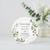 Geometric Gold Tropical Calligraphy Quinceañera Einladung (Stehend Vorderseite)