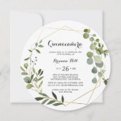 Geometric Gold Tropical Calligraphy Quinceañera Einladung (Vorderseite)