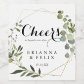 Geometric Gold Tropical Cheers Wedding Wine Labels Weinetikett (Einzelnes Label)